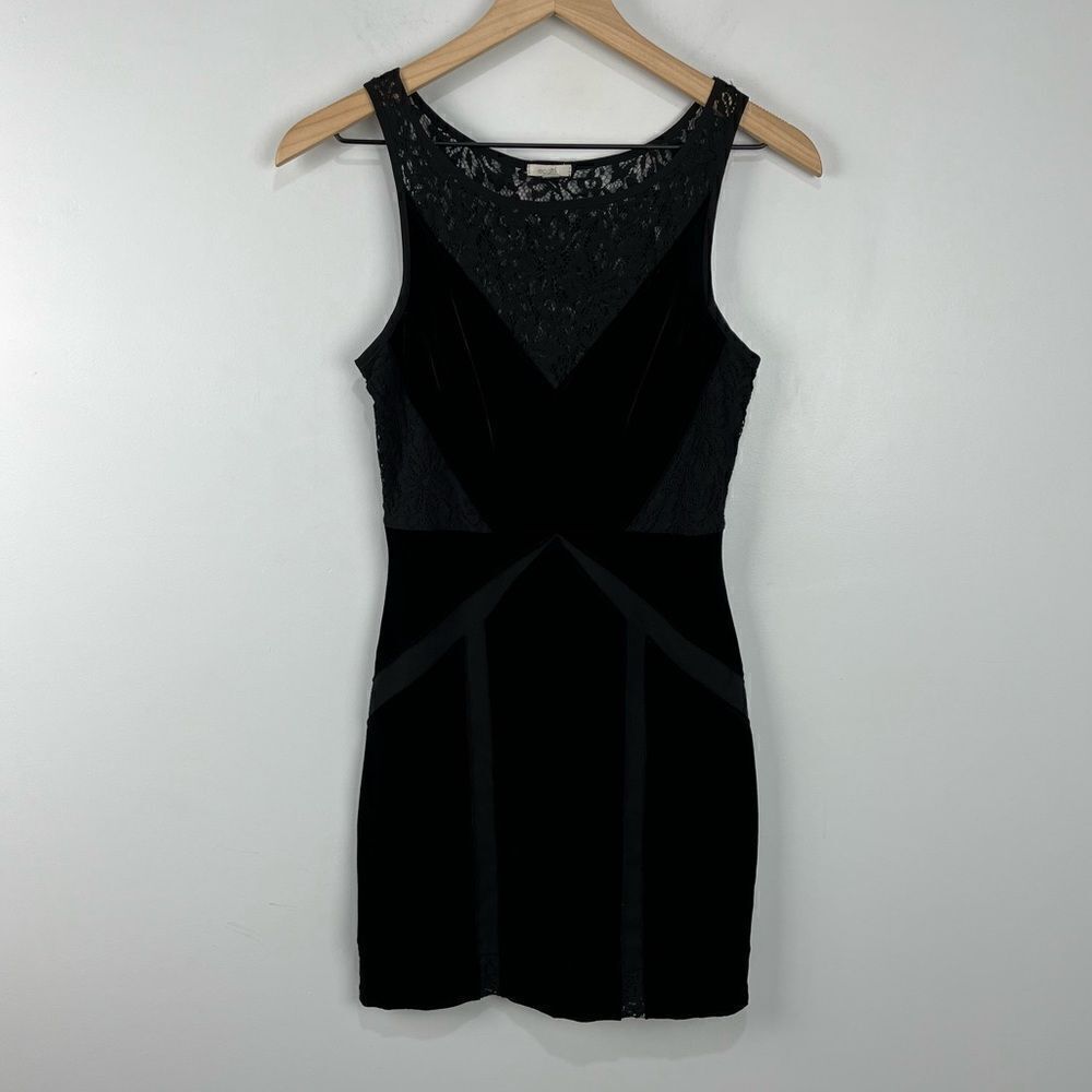 Ecote Black Lace Top Velvet Bodycon Dress XS